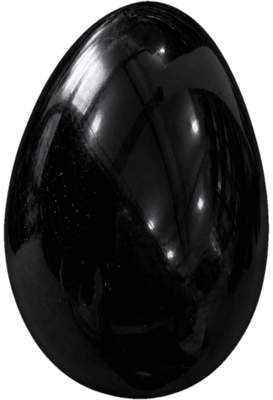 Schwarzes Yeara Ei aus poliertem Obsidian
